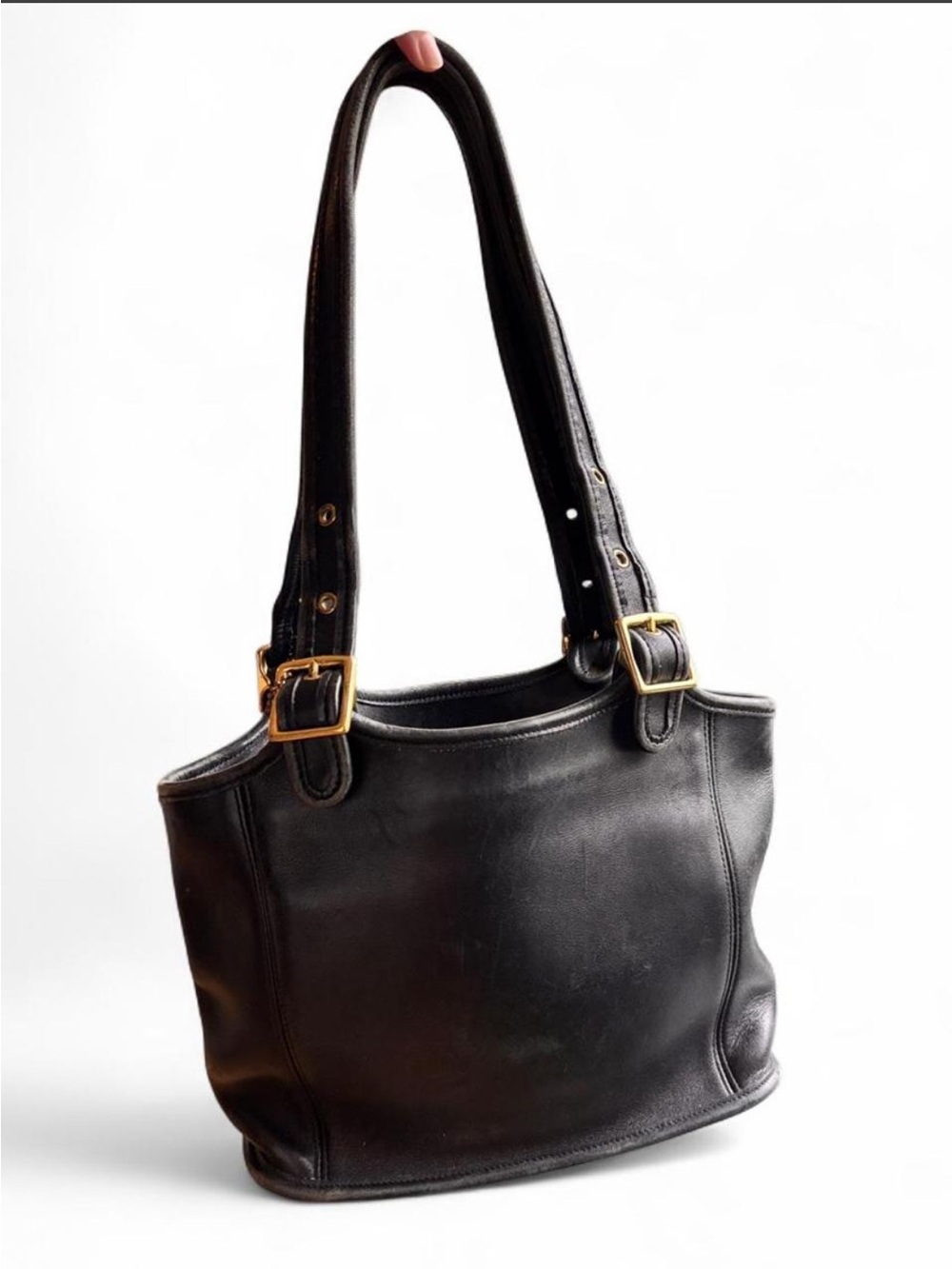 Vintage Coach 9086 Black Leather Purse Legacy Small Shopper